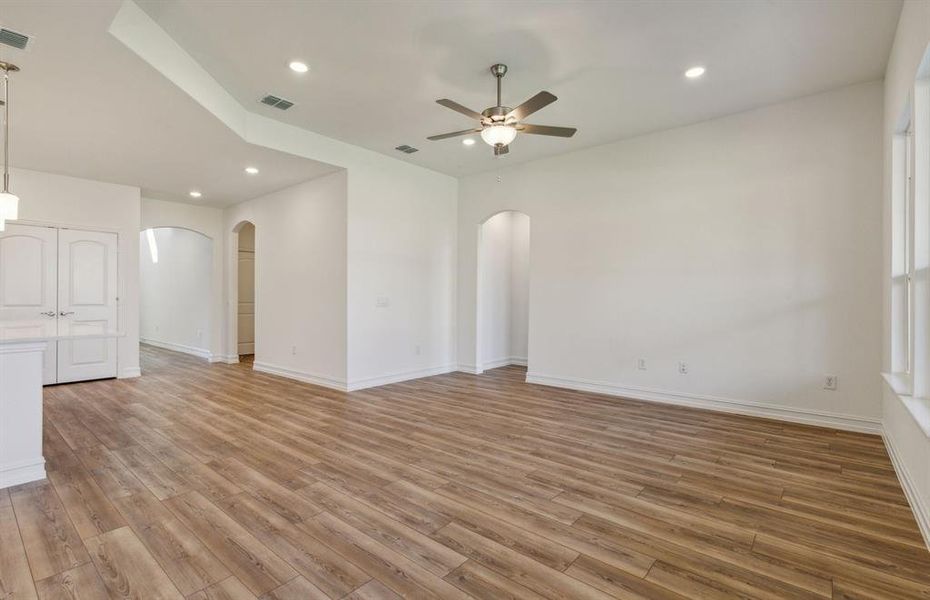 Spacious gathering room *real home pictured