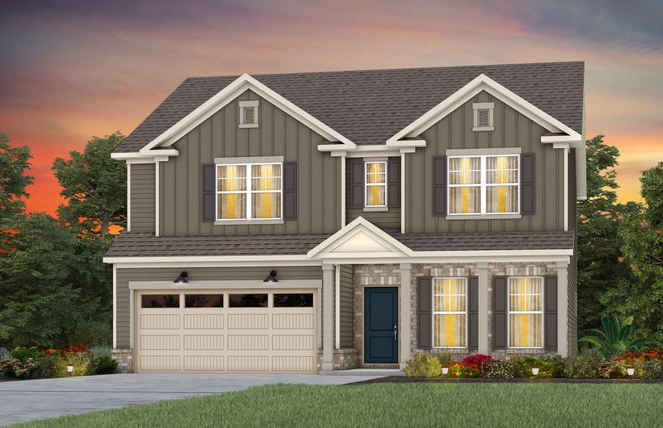 Front exterior of a new home in Forest Creek, Waxhaw, NC, highlighting curb appeal (Image 24).