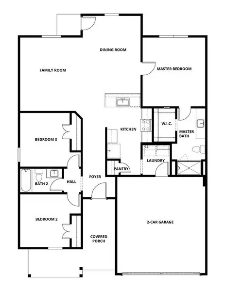 2D floor plan layout of this home in Creekside Estates, Terrell, TX (Image 2).