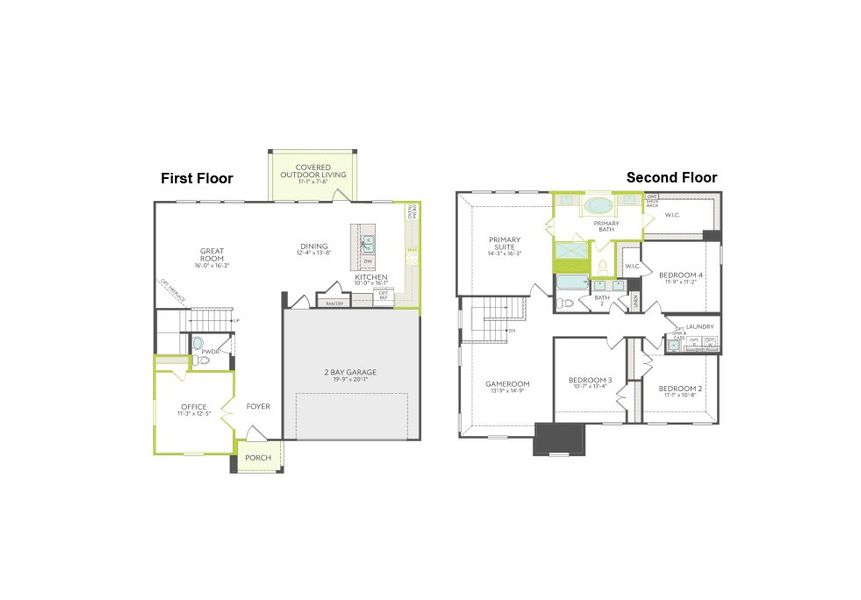 2D floor plan layout of this home in View at the Reserve, Mansfield, TX (Image 3).