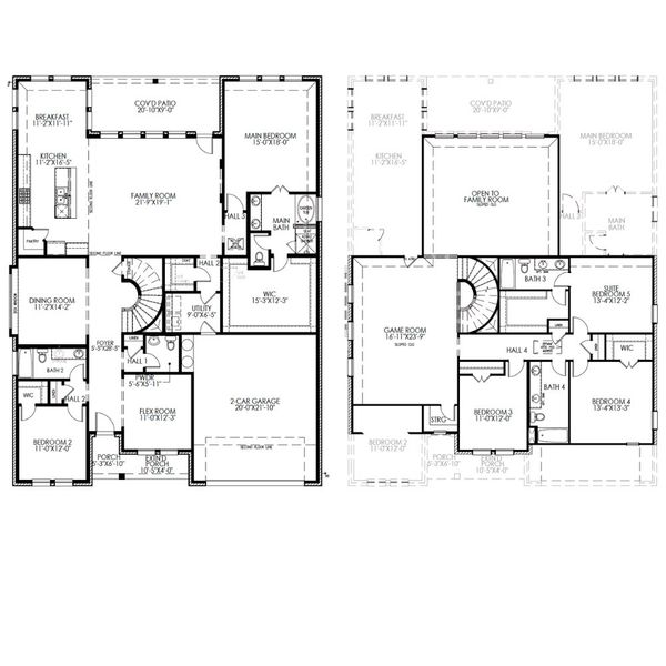 2D floor plan layout for the The Mockingbird by Lillian Custom Homes in Polo Ridge, Heath, TX (Image 3).