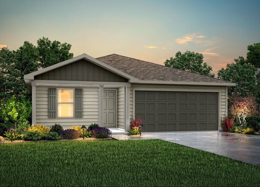 Front exterior of a new home in Courtland Place, Cleburne, TX, highlighting curb appeal (Image 1).