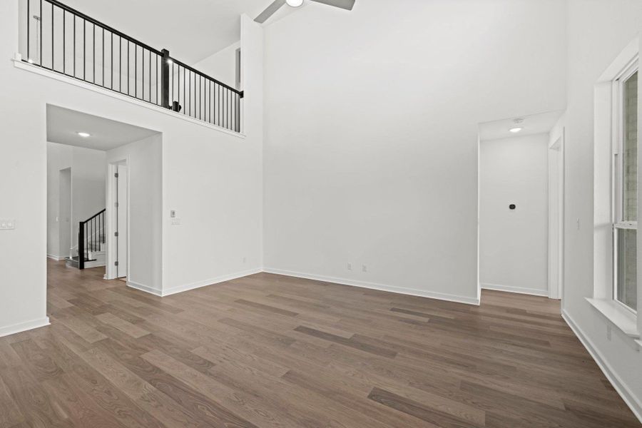 Family Room with soaring ceiling