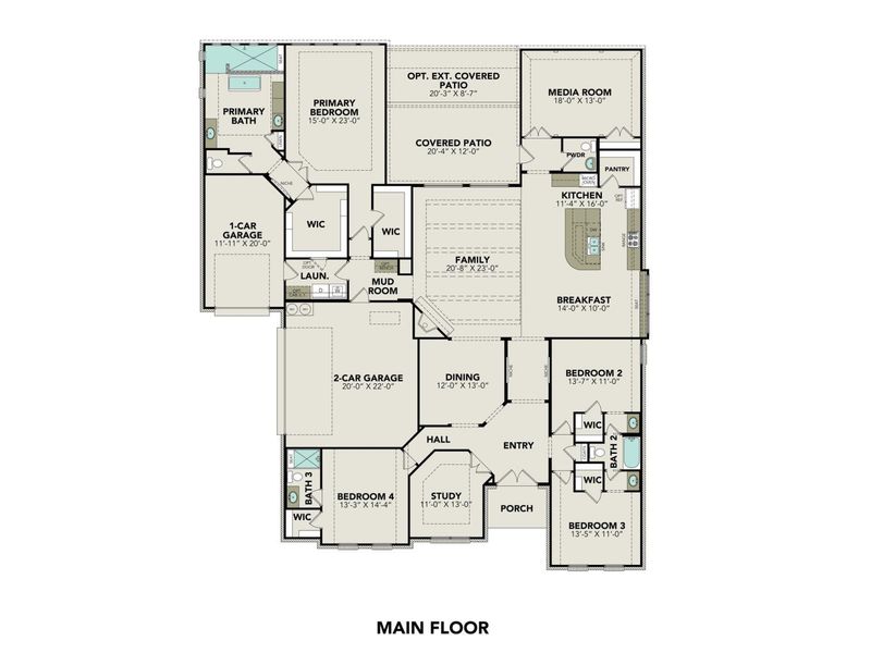 2D floor plan layout for the The Summerlin A by Davidson Homes LLC in Potranco Oaks, Castroville, TX (Image 4). 2D floor plan layout for the The Summerlin A by Davidson Homes LLC in Potranco Oaks, Castroville, TX (Image 4).