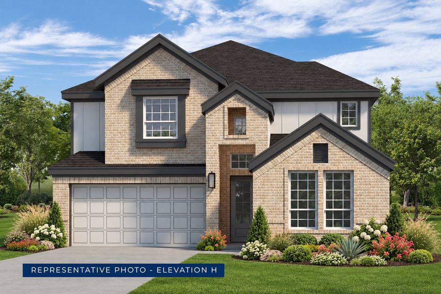 Representative exterior photo of a completed home built from the Roosevelt F by First Texas Homes in The Villages of Hurricane Creek, Anna, TX (Image 22). Representative exterior photo of a completed home built from the Roosevelt F by First Texas Homes in The Villages of Hurricane Creek, Anna, TX (Image 22).