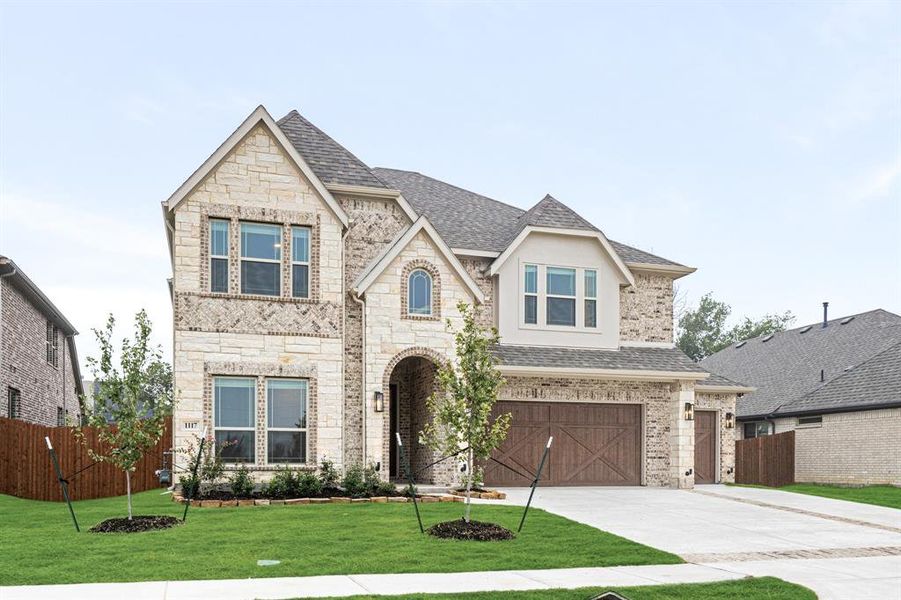 Front exterior of a new home in Mockingbird Heights Classic 60, Midlothian, TX, highlighting curb appeal (Image 25).
