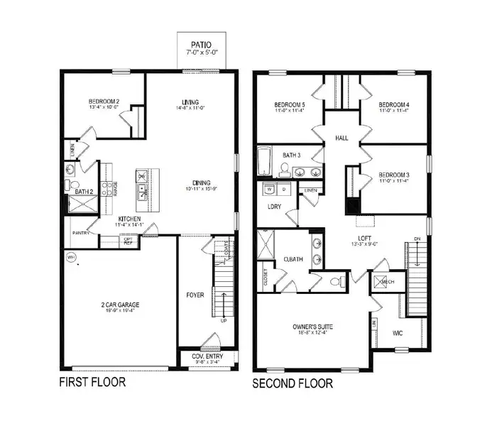2D floor plan layout of this home in Gardenside at Ormond Station, Ormond Beach, FL (Image 2).