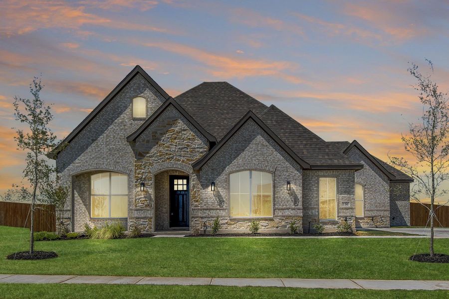 Elevation C with Stone | Concept 2199 at Massey Meadows in Midlothian, TX by Landsea Homes