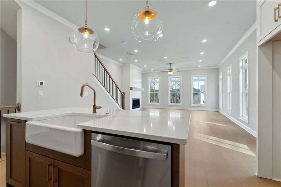 Furnished interior view inside a new home in Ward's Crossing Townhomes, Johns Creek (Image 7). Furnished interior view inside a new home in Ward's Crossing Townhomes, Johns Creek (Image 7).