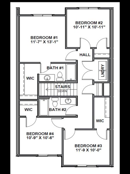2D floor plan layout for the Oakridge by D.R. Horton in Colly Farm, Stokesdale, NC (Image 6).