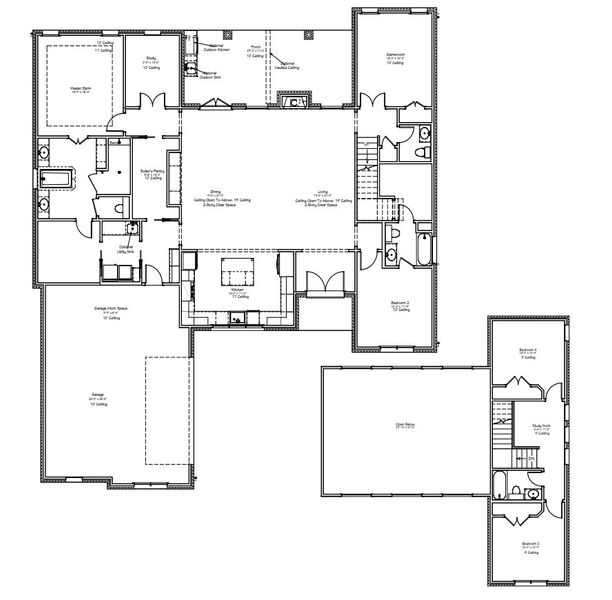 2D floor plan layout for the The Elizabeth II by Reece Homes in Stella Ranch, Bryan, TX (Image 4). 2D floor plan layout for the The Elizabeth II by Reece Homes in Stella Ranch, Bryan, TX (Image 4).