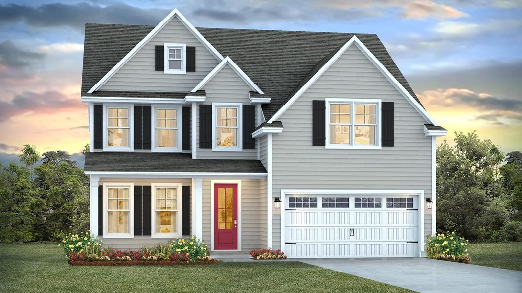 Representative exterior photo of a completed home built from the FORRESTER by D.R. Horton in Cedar Hill Landing, Navassa, NC (Image 2).