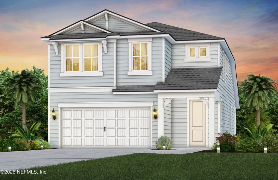 Front exterior of a new home in Seminole Palms, Palm Coast, FL, highlighting curb appeal (Image 1). Front exterior of a new home in Seminole Palms, Palm Coast, FL, highlighting curb appeal (Image 1).