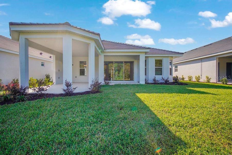 Exterior details and patio area of a home in Esplanade at Wiregrass Ranch, Wesley Chapel (Image 24).