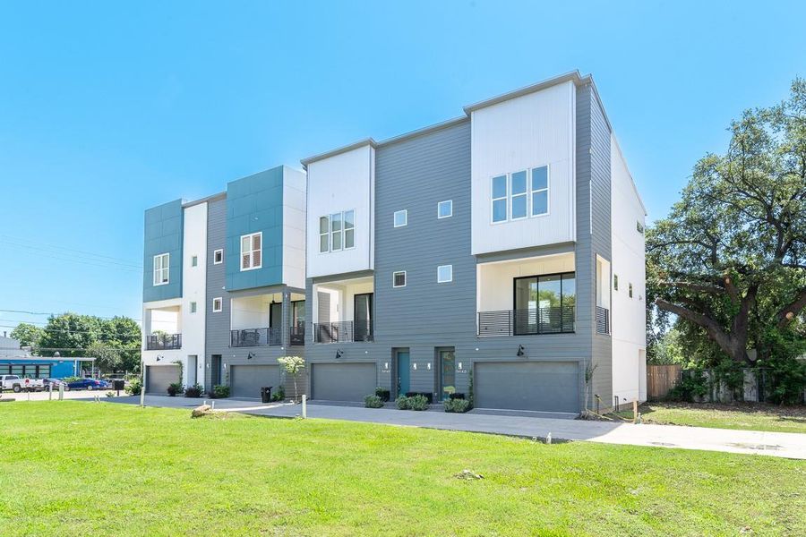 Clean lined / Contemporary, far unit on the right.