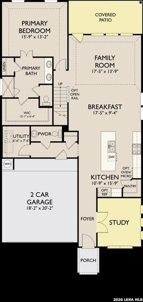 2D floor plan layout of this home in Arcadia Ridge, San Antonio, TX (Image 3).