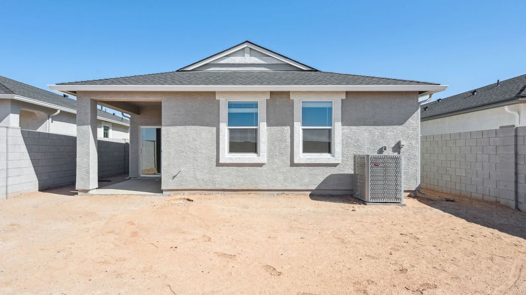 Exterior details and patio area of a home in Radiance at Superstition Vistas, Apache Junction (Image 3).