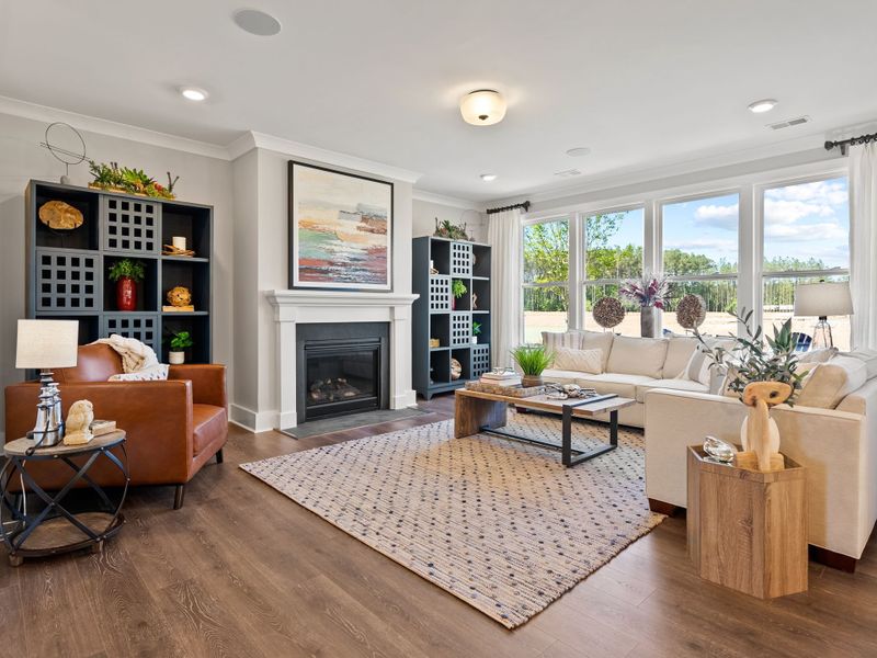 Representative furnished interior of a home built from the Riley P by True Homes in Homecoming, Ravenel (Image 5).