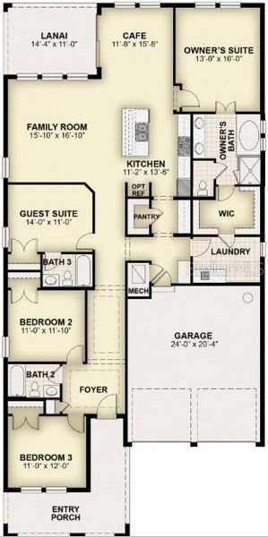 2D floor plan layout of this home in Northlake At Ovation, Winter Garden, FL (Image 5).
