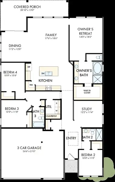 2D floor plan layout of this home in Headwaters 60' - Executive Series, Dripping Springs, TX (Image 3). 2D floor plan layout of this home in Headwaters 60' - Executive Series, Dripping Springs, TX (Image 3).