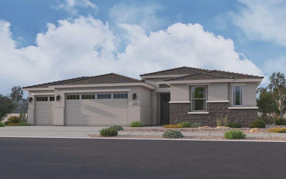Representative exterior photo of a completed home built from the 2326 by Elliott Homes in Acacia at Santana, Yuma, AZ (Image 23).