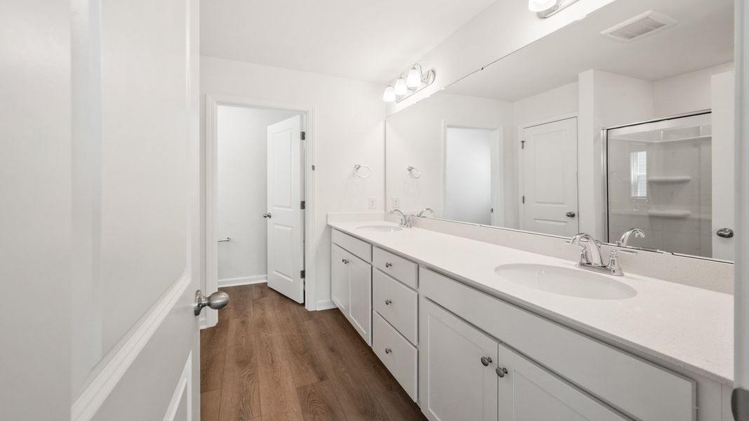 Primary Suite Bathroom in Hayden Floorplan at Clear Springs Townhomes