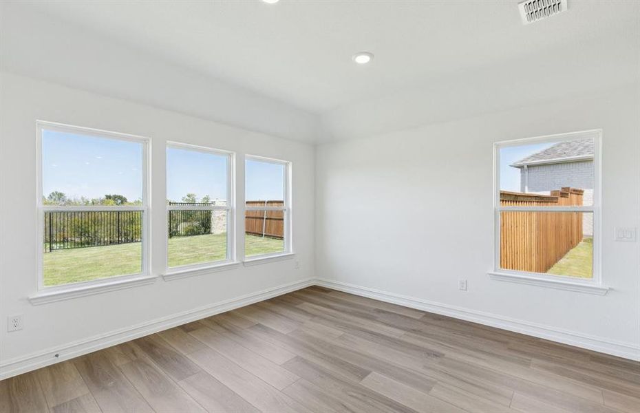 Gathering room with large windows Gathering room with large windows