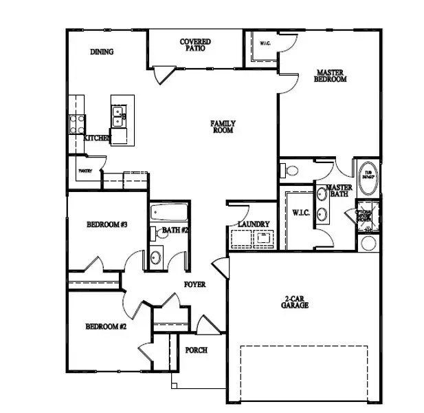 2D floor plan layout of this home in Grand Reserve, Hinesville, GA (Image 2).
