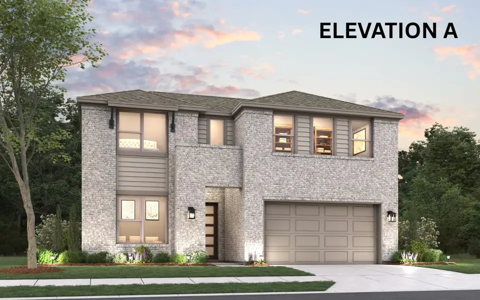 Representative exterior photo of a completed home built from the Columbus by Cambridge Homes in Ribbonwood, Aubrey, TX (Image 2). Representative exterior photo of a completed home built from the Columbus by Cambridge Homes in Ribbonwood, Aubrey, TX (Image 2).