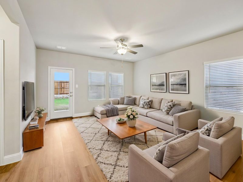 Furnished interior view inside a new home in Parks at Foster Crossing - Spring Series, Anna (Image 4). Furnished interior view inside a new home in Parks at Foster Crossing - Spring Series, Anna (Image 4).