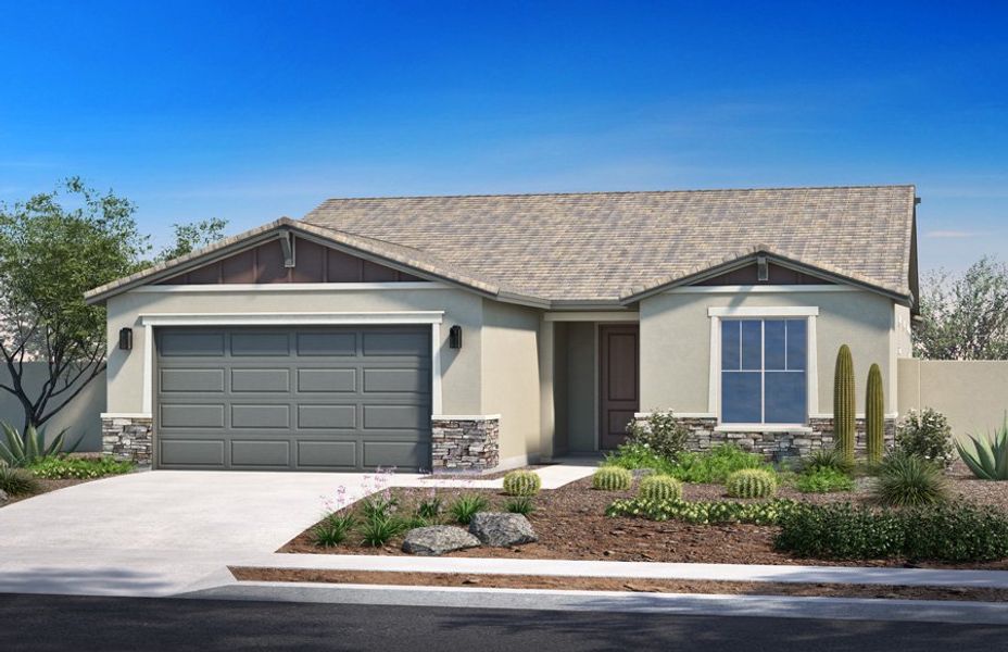 Representative exterior photo of a completed home built from the Plan 1909 by Homes by Towne in Stonefield, Surprise, AZ (Image 2). Representative exterior photo of a completed home built from the Plan 1909 by Homes by Towne in Stonefield, Surprise, AZ (Image 2).