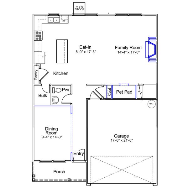 2D floor plan layout of this home in Killians Crossing, Blythewood, SC (Image 2).