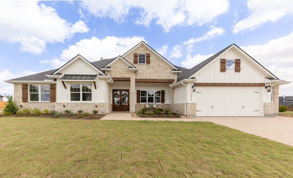Representative exterior photo of a completed home built from the The Grayson by Reece Homes in Harvest Meadows, Bryan, TX (Image 24). Representative exterior photo of a completed home built from the The Grayson by Reece Homes in Harvest Meadows, Bryan, TX (Image 24).