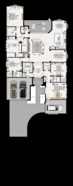 2D floor plan layout for the Carlyle II by GL Homes in Valencia Vista at Riverland, Port St. Lucie, FL (Image 3).