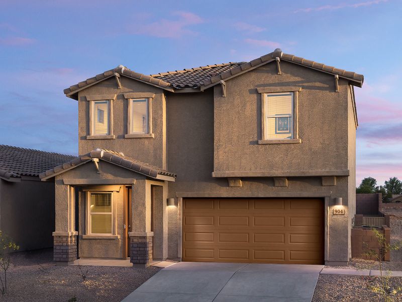 Representative exterior photo of a completed home built from the Jamay by Meritage Homes in Las Patrias at Star Valley II, Tucson, AZ (Image 1).