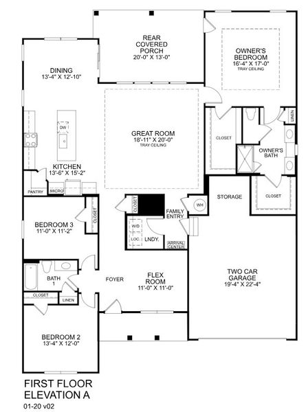 2D floor plan layout for the Savannah by Ryan Homes in Indigo Bay, Myrtle Beach, SC (Image 2).