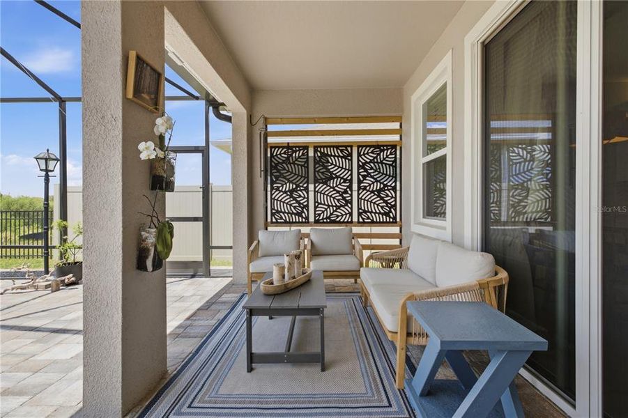 Exterior details and patio area of a home in Farm at Varrea, Plant City (Image 27).