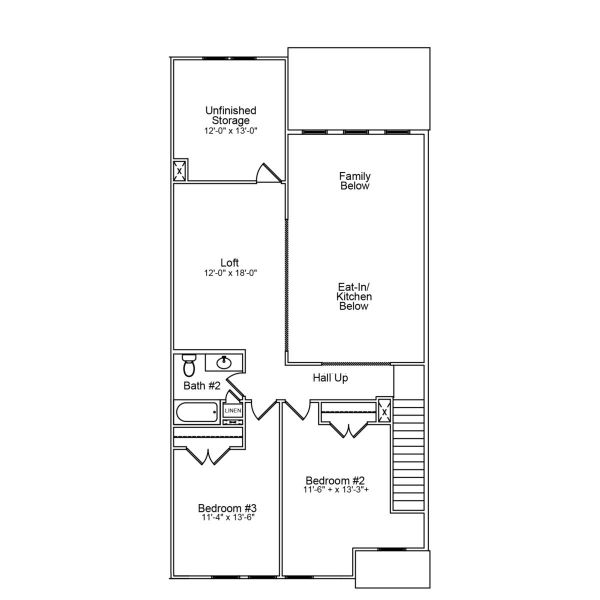 2D floor plan layout of this home in Ovation at Sweetbrier, Durham, NC (Image 4).