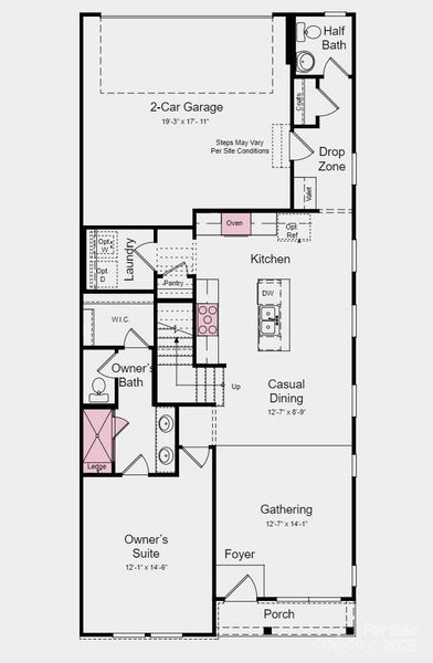 First Floor Plan - Structural options added include: gourmet kitchen, extended primary shower, study