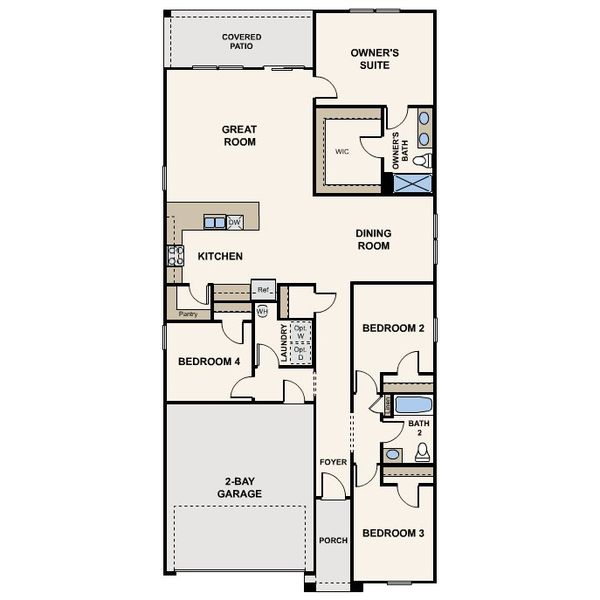2D floor plan layout for the Verbena by Century Complete in North Fork at Laughlin Ranch, Bullhead City, AZ (Image 4).
