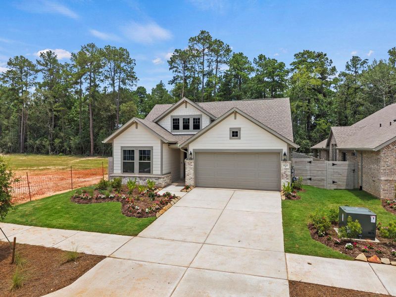 Front exterior of a new home in Two Step Farm, Montgomery, TX, highlighting curb appeal (Image 19).