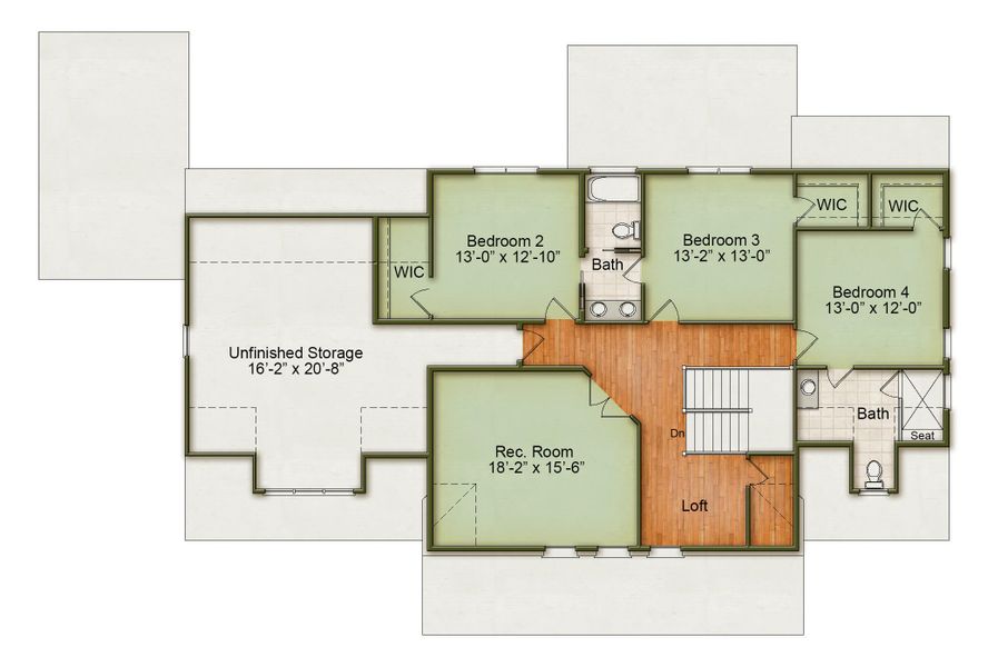 2D floor plan layout for the Whitaker by Homes by Dickerson in Cattail, Clayton, NC (Image 4).