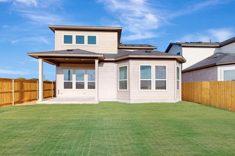 Exterior details and patio area of a home in Estancia West, Manchaca (Image 3). Exterior details and patio area of a home in Estancia West, Manchaca (Image 3).