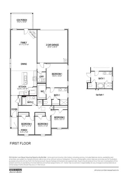 2D floor plan layout for the BRYAN A by D.R. Horton in Harvest Point, Spring Hill, TN (Image 5).