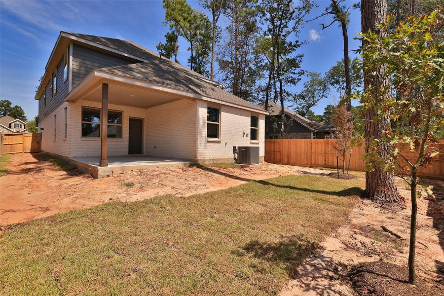 Exterior details and patio area of a home in The Woodlands Hills, Willis (Image 3).
