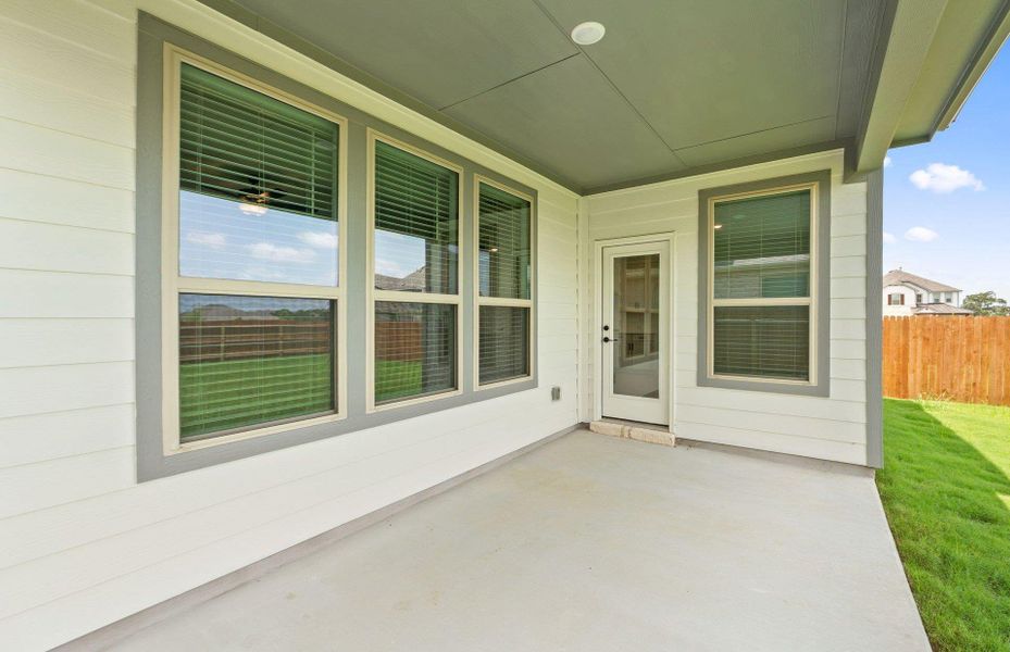 Exterior details and patio area of a home in Santa Rita Ranch, Liberty Hill (Image 19). Exterior details and patio area of a home in Santa Rita Ranch, Liberty Hill (Image 19).