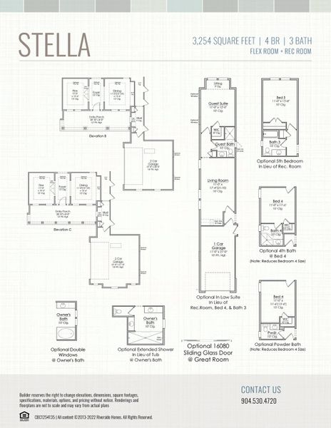 2D floor plan layout for the Stella by Riverside Homes in Hidden Creek at SilverLeaf, St. Augustine, FL (Image 6).