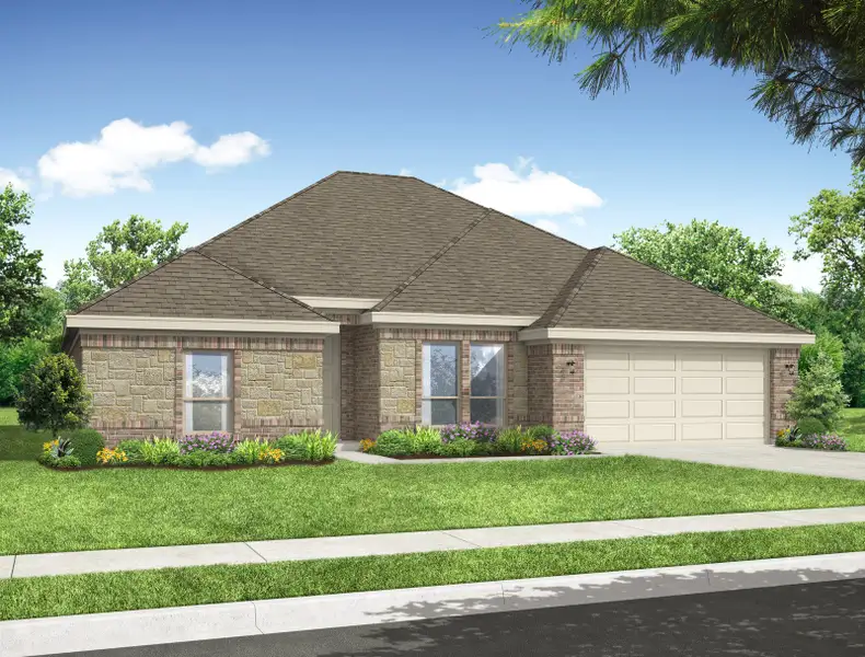 Representative exterior photo of a completed home built from the Walden by Impression Homes in Still Water Lake Estates, Godley, TX (Image 5). Representative exterior photo of a completed home built from the Walden by Impression Homes in Still Water Lake Estates, Godley, TX (Image 5).