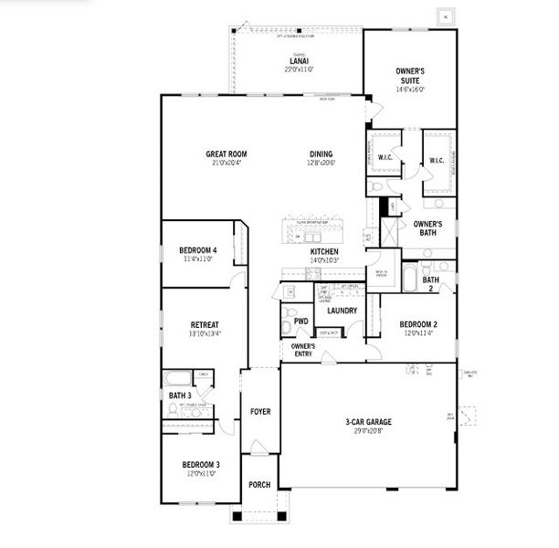 2D floor plan layout for the Careen by Mattamy Homes in RiverTown - Forest, St. Johns, FL (Image 3). 2D floor plan layout for the Careen by Mattamy Homes in RiverTown - Forest, St. Johns, FL (Image 3).