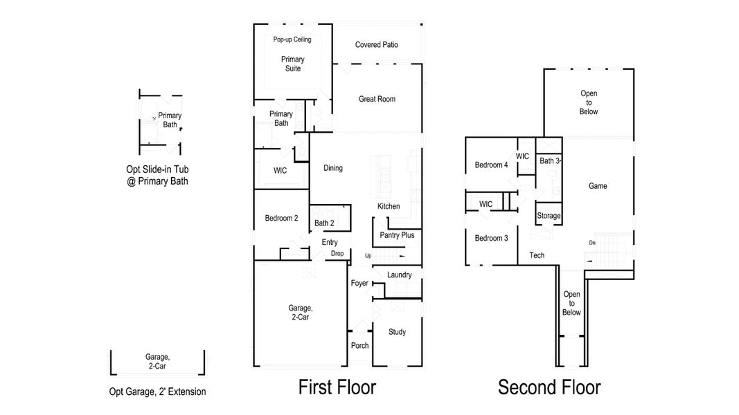2D floor plan layout of this home in Turners Crossing, Buda, TX (Image 3).